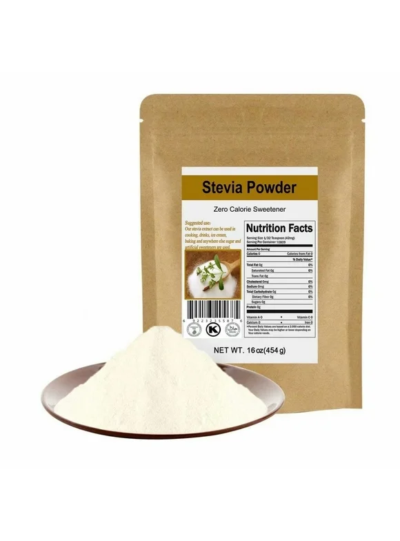 Pure Natural Stevia Powder Extract Sweetener Sweet Leaf Sugar Substitute Highly Concentrated Zero Calorie Zero-Carb No Filters No Chemicals No Additives 16oz (1 lbs), 10809 Servings, by CCnature