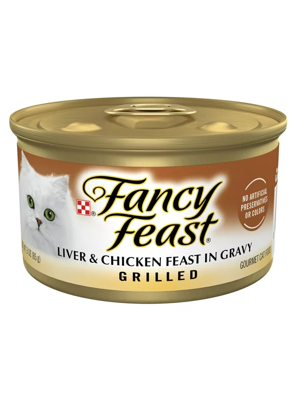 Purina Fancy Feast Grilled Wet Cat Food Liver Chicken in Gravy, 3 oz Can