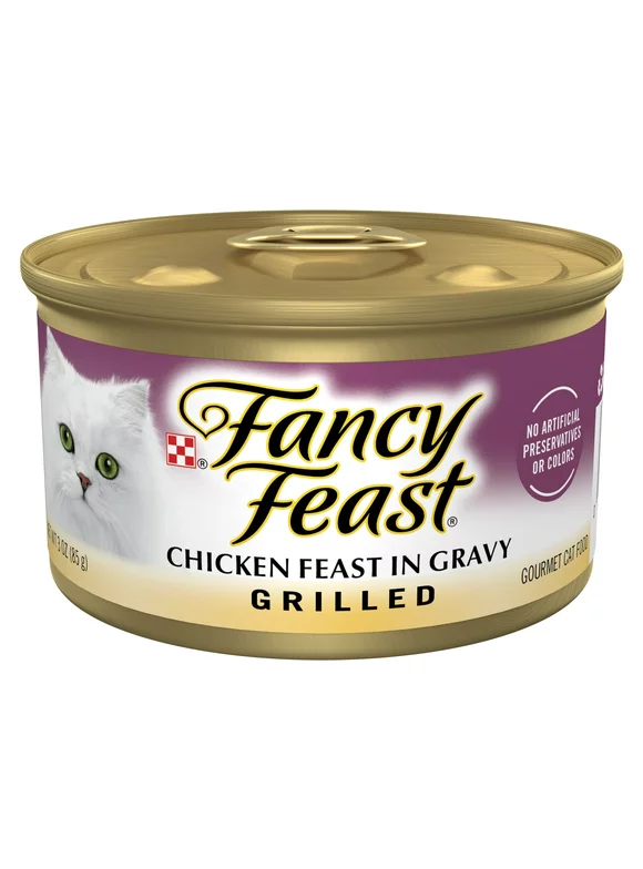 Purina Fancy Feast Wet Cat Food for Adult Cats Grilled Chicken, 3 oz Cans (24 Pack)