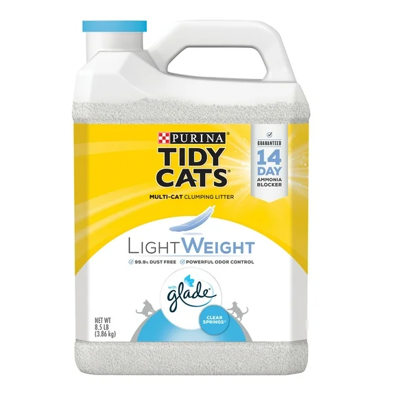 Purina Tidy Cats LightWeight Clumping Cat Litter, Low Dust, Glade Clear Springs Multi Cat Litter, 8.5 lb. Jug