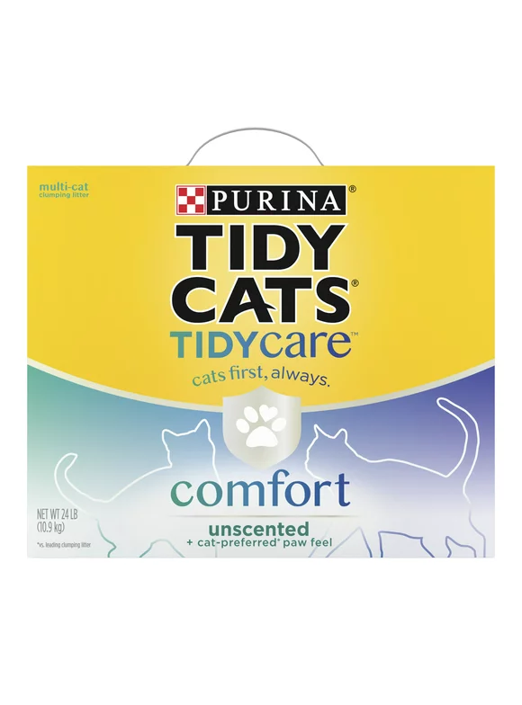 Purina Tidy Cats Multi-Cat Unscented Clumping Cat Litter, Tidy Care Comfort Low Dust Formula, 24 lb Box