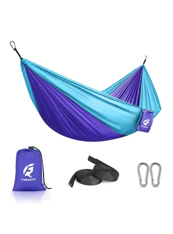 QUANFENG QF Hammock Portable Single Camping Hammock, Support 330lbs, Blue/Purple