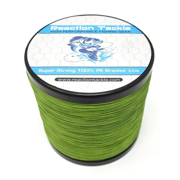 Reaction Tackle Braided Fishing Line- NEW NO FADE Low-Vis Green