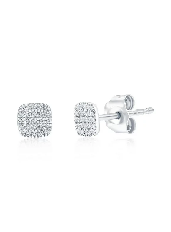Real Diamond Earrings for Women - Square Diamond Earrings for Women - Diamond Stud Earrings - Diamond Earrings for Women - Diamond Earrings (50 Stones)