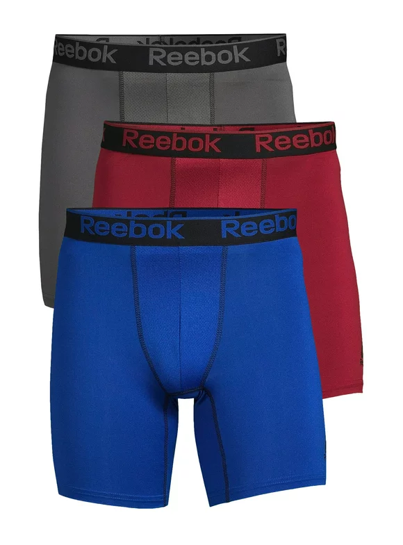 Reebok Men's Pro Series Performance Boxer Brief Extended Length Underwear, 7.5-Inch, 3-Pack