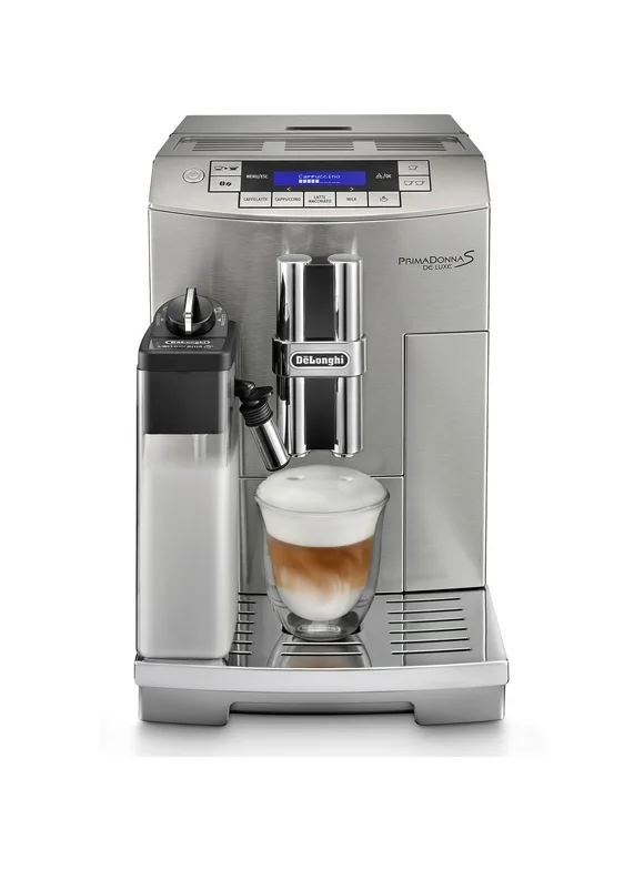 Restored DeLonghi PrimaDonna S Stainless Steel Fully Automatic Espresso and Cappuccino Machine with One Touch LatteCrema System (Refurbished)