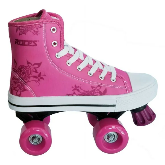 Roces Girls Casual Quad Roller Skates Pink Front Stopper Sneaker Style (12 jrm)