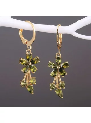 SHIYAO Clip on Earrings for Women Flower Sparkly Crystal Elegant Cubic Zirconia Pierceing Earrings