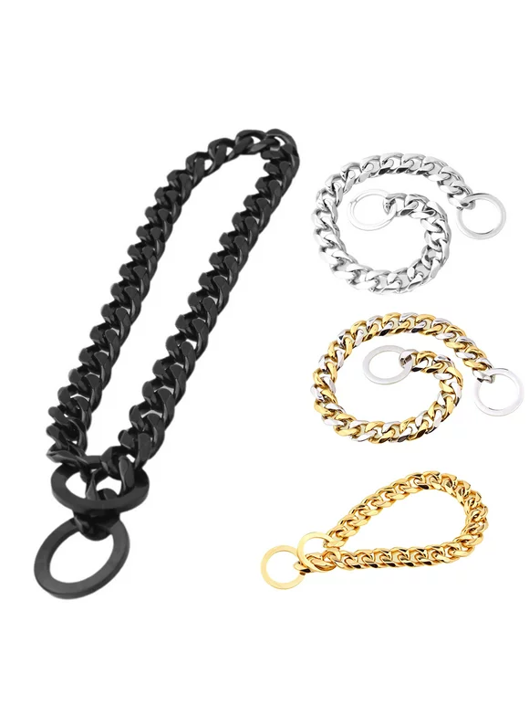 SPRING PARK Dog Chain Collar Choke Collar Non-scalable Anti-Chew Stainless Steel Metal Collars Choker Chain for Small Medium Large Dogs