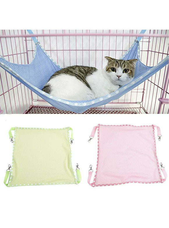 SPRING PARK Pet Cat Mesh Hammock Cool Cage Hanging Bed Toy Play Swing Sleep Rest