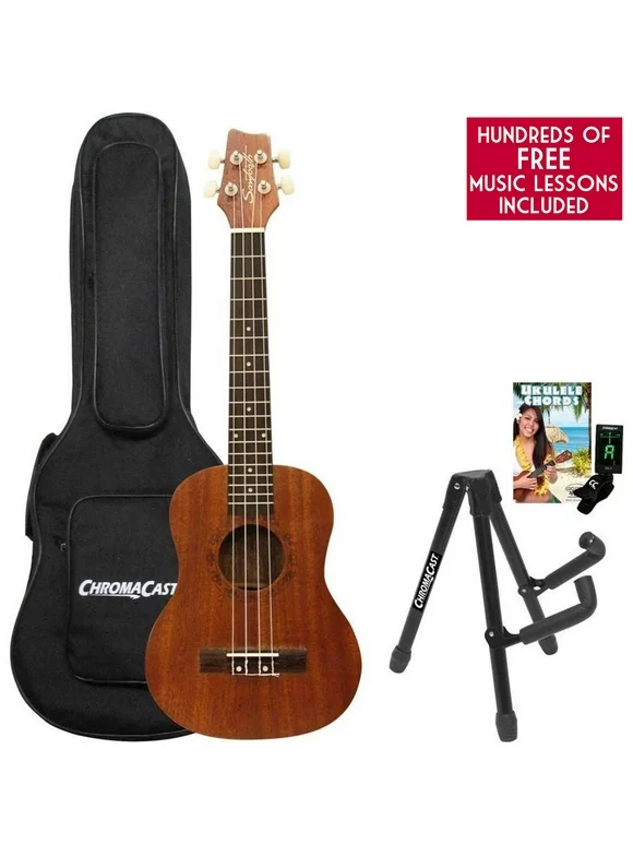 Sawtooth Mahogany Series Tenor Ukulele with Padded Bag, Quick Start Guide, Stand, Tuner, and Free Music Lessons