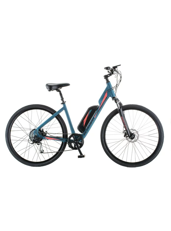 Schwinn 700c Armature Unisex Electric Bike for Adults, Blue, Medium Frame, Comfortable Ebike