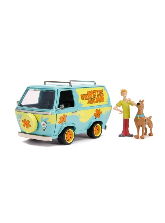 Scooby-Doo 1:24 Mystery Machine Die-cast Car with 2.75" Shaggy and Scooby figures Play Vehicles