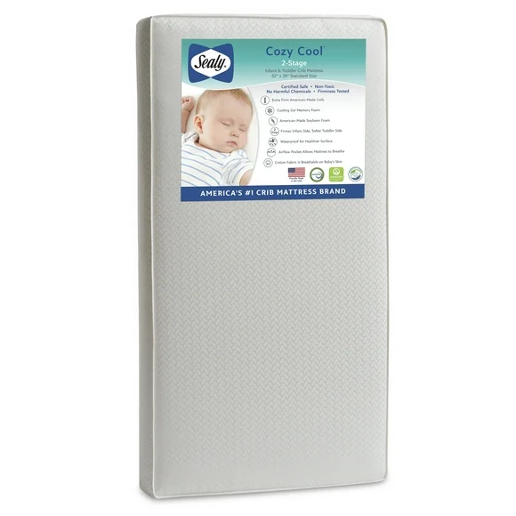 Sealy Cozy Cool Hybrid 2-Stage Coil and Gel Baby Crib and Toddler Bed Mattress