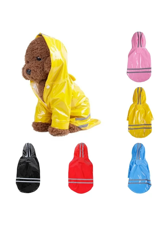 Shulemin Dog Raincoat Poncho Water Proof Clothes with Hood ,Pet Waterproof Jacket Outdoor Costume Apparel,Black
