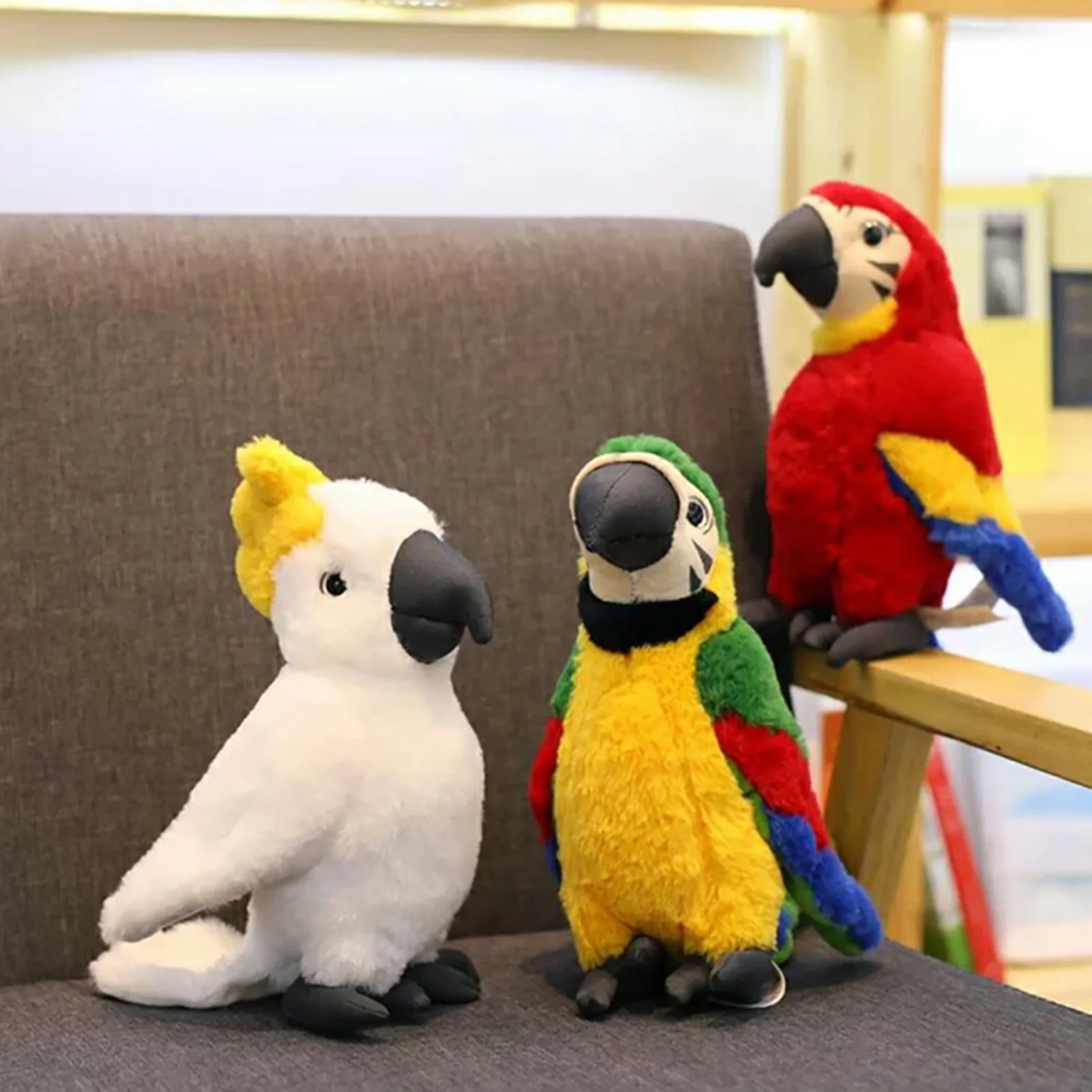 Shulemin Plush Toy Comfortable Parrot Pattern PP Cotton Kids Plush Toy Ornaments for Home Red