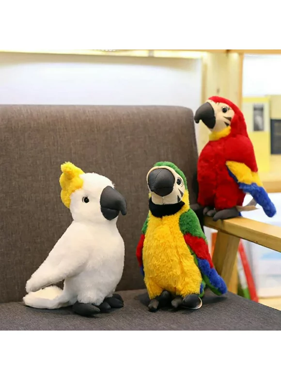 Shulemin Plush Toy Comfortable Parrot Pattern PP Cotton Kids Plush Toy Ornaments for Home White