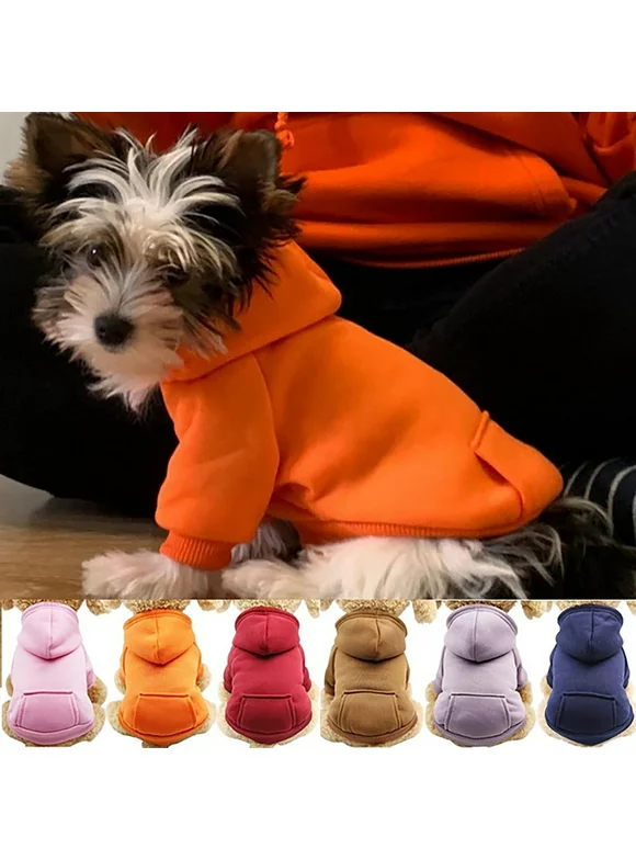 Shulemin Puppy Pet Hooded Sweatshirt Autumn Winter Two-legged Pocket Cat Dog Clothes,Wine Red