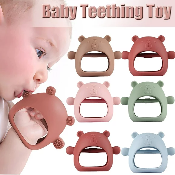 Silicone Baby Teething Toy, Anti-Dropping Silicone Baby Wrist Teether Soothing Pacifier for Infants, 3 + Months Babies, Toddlers