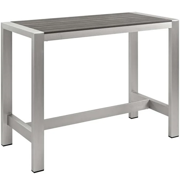 Silver Gray Shore Outdoor Patio Aluminum Bar Table EEI-2253-SLV-GRY