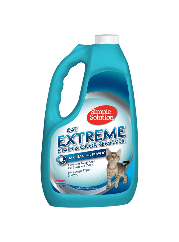 Simple Solution Cat Stain and Odor Remover, Eliminates Tough Cat Stains and Odors, 1 Gallon
