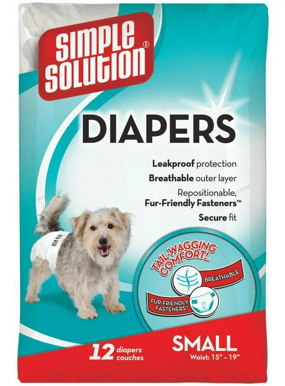 Simple Solution Disposable Dog Diapers for Female Dogs | Super Absorbent Leak-Proof Fit | Small | 12 Count