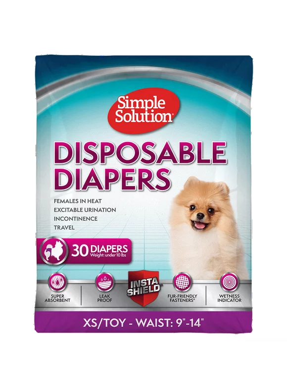 Simple Solution Disposable Female Dog Diapers, XS/Toy, 30 Count