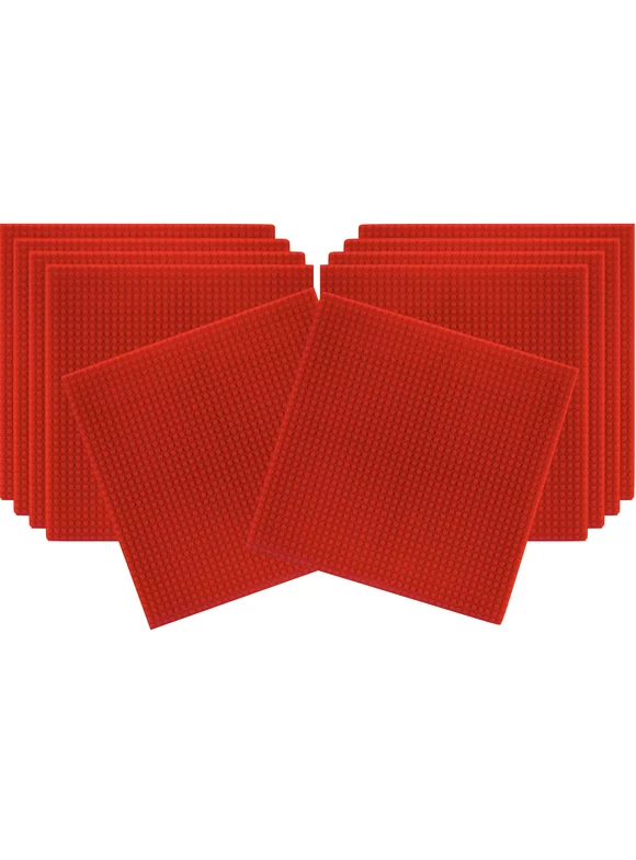 Slab Dream Lab 12"X12" Slab Lite Baseplate for All Major Building Bricks and Blocks (Flame Red, 10-Pack)