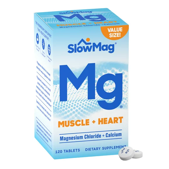 SlowMag® Mg Muscle + Heart Magnesium Chloride Supplement Tablets with Calcium 120 Ct