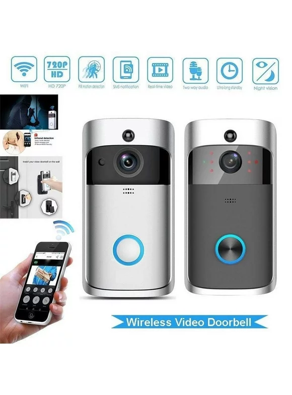 Smart Video Wireless WiFi Doorbell IR Visual Camera Record Security System Bell-Black