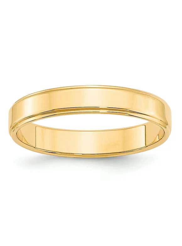 Solid 10K Yellow Gold 4mm Flat with Step Edge Men's/Women's Wedding Band Ring Size 4