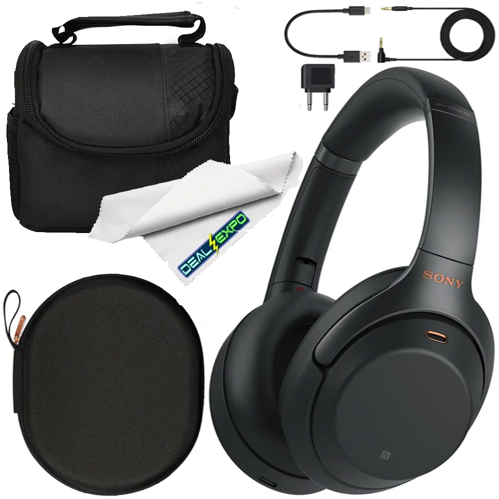 Sony WH1000XM3 Wireless Noise Canceling Over-the-Ear Headphones with Google Assistant - Black + Deal-expo Kit