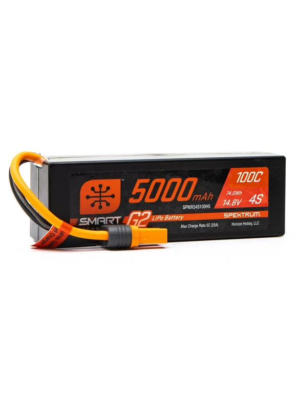 Spektrum SMART 5000mAh 4S 14.8V Smart G2 LiPo 100C IC5 SPMX54S100H5 Car Batteries & Accessories