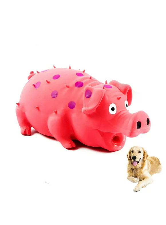Squeaky Pig Dog Toys, Grunting Pig Dog Toy That Oinks Grunts for Small Medium Large Dogs, Durable Rubber Pig Squeaker Dog Puppy Chew Toys, Latex Interactive Squeak Funny Cute Dog Toy Set