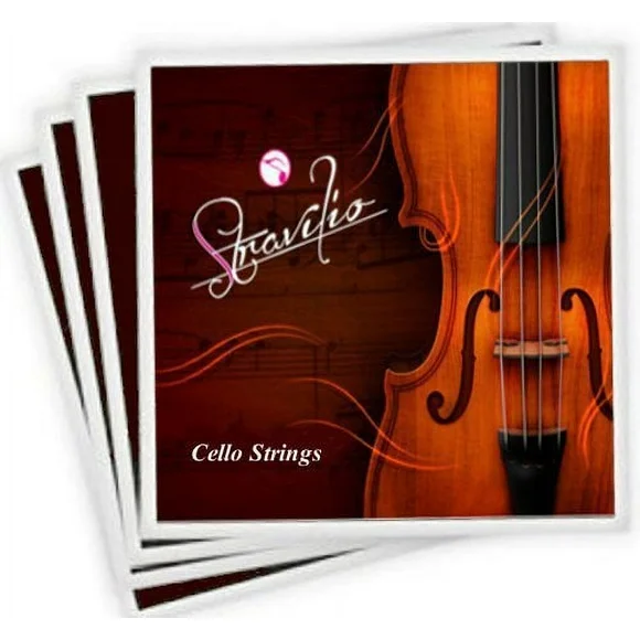 Stravilio Full Set of Cello Strings, Size 4/4 and 3/4 Cello Strings, Steel Core with Alloy