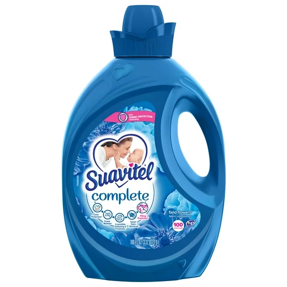 Suavitel Complete Liquid Fabric Conditioner, Laundry Fabric Softener with Fabric Protection Technology, Field Flowers, 100 oz, Enough Liquid For 100 Small Loads