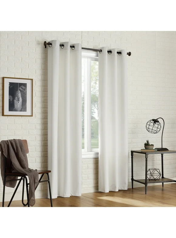 Sun Zero 2-pack Arlo Textured Thermal Insulated Grommet Curtain Panel Pair, Pearl White, 40x84