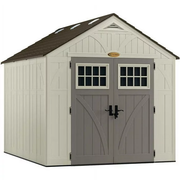 Suncast 8 x 10 ft. Metal and Resin Storage Shed, Vanilla