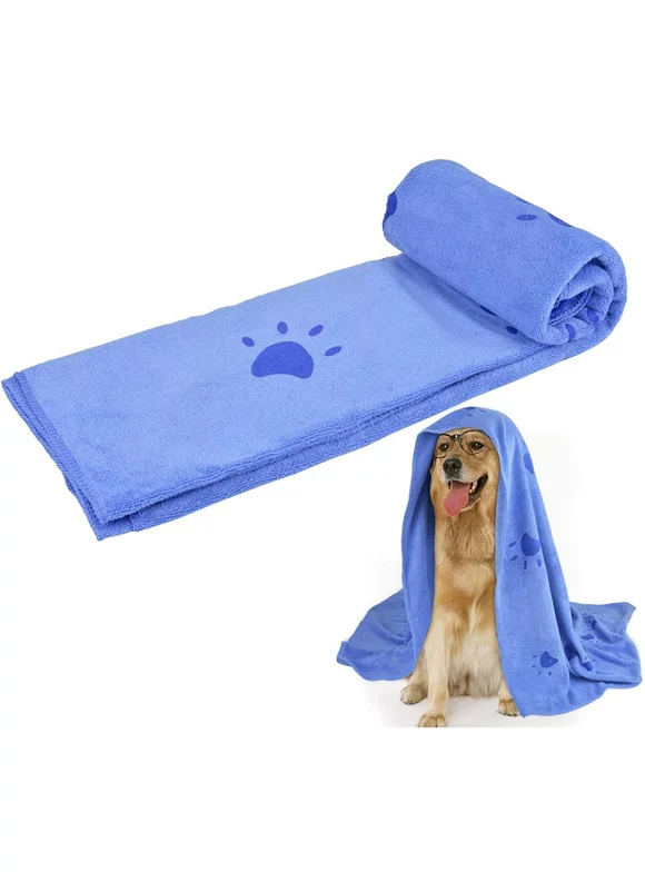 Super Absorbent Pet Bath Towel Microfiber Dog Drying Towel for Small, Medium, Large Dogs and Cats, Dog Towel for Indoor and Outdoor Blue