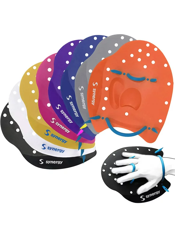 Synergy Hand Paddles for Swim Training (Purple, Large)
