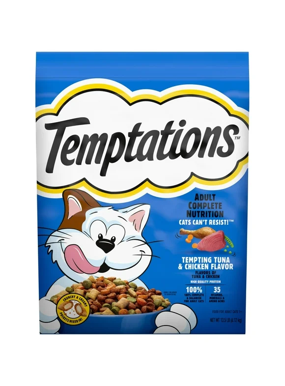 Temptations Adult Dry Cat Food Tempting Tuna & Chicken Flavor, 13.5 Lb. Bag