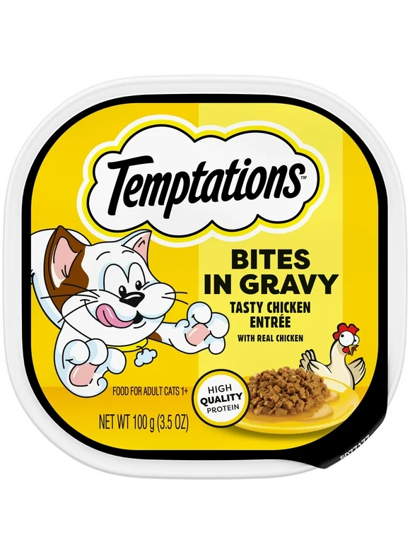 Temptations Tasty Chicken Flavor Bites in Gravy Wet Cat Food, 3.5 oz. Tray