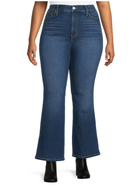 Terra & Sky Women's Plus Size High Rise Flare Jeans