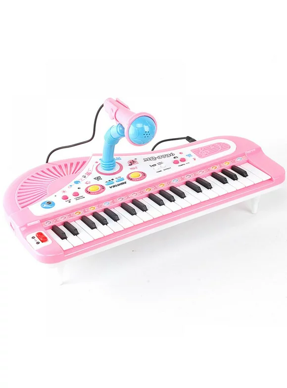 Toddler Piano Keyboard Toy for Age 2 3 4-Year-Old Girls First Birthday Gift, 37 Keys Multifunctional Musical Electronic Toy Piano,Pink