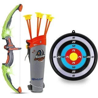 Toyvelt Bow and Arrow Set for Kids -Light Up Archery Toy Set -Includes 6 Suction Cup Arrows, Target & Quiver