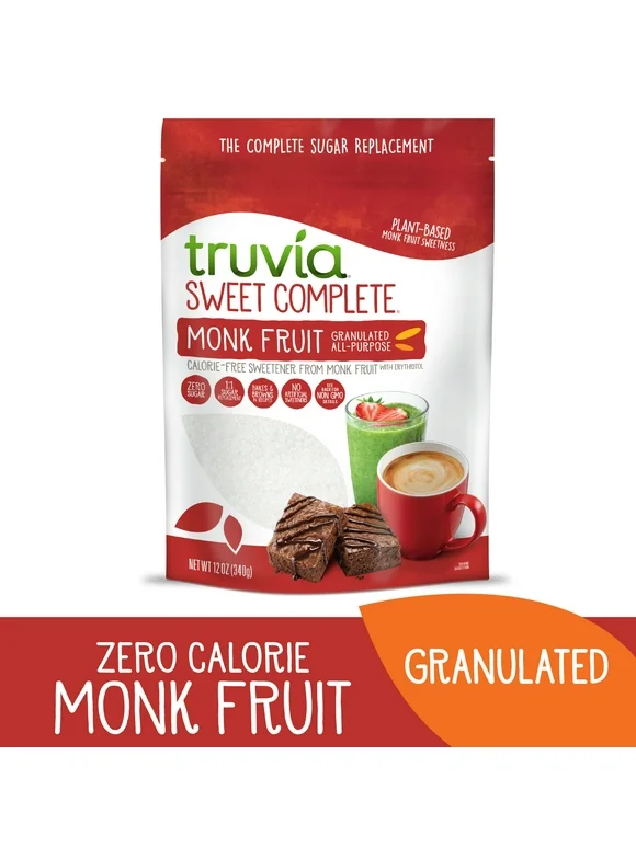 Truvia Sweet Complete Granulated Calorie-Free Sweetener from the Monk Fruit, 12 oz Bag