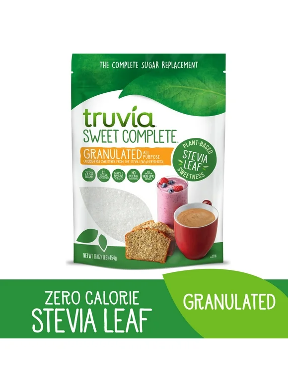 Truvia Sweet Complete Granulated Calorie-Free Sweetener from the Stevia Leaf, 16 oz Bag