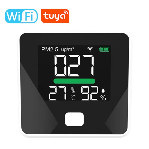 Tuya WIFI 3 in 1 Air Quality Monitor Dust PM2.5 Temperature Humidity Detector Support Low Battery Warning for Home Office Car