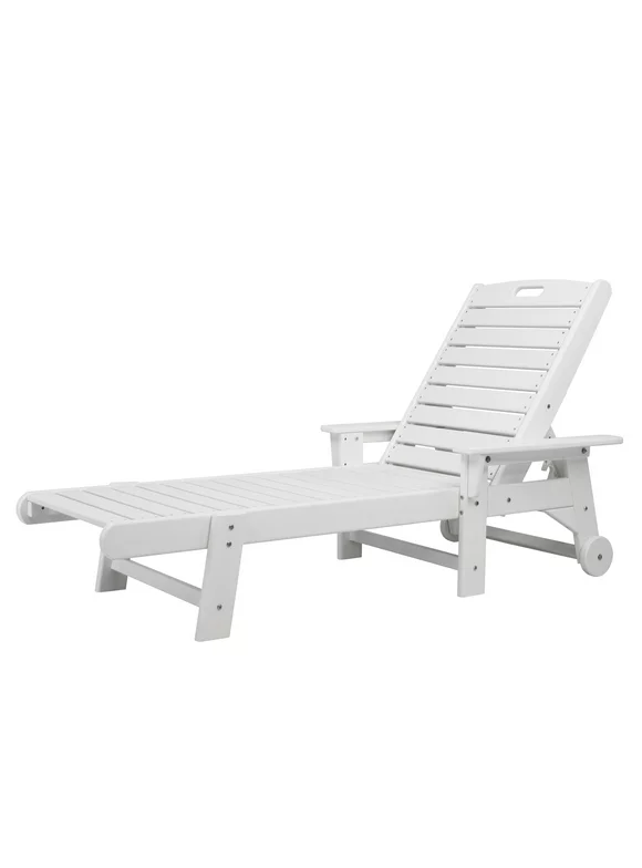 UBesGoo 64 in Recling Lounge Chaise Chair for Patio Garden Poolside, 6 Position Adjustable Backrests, White