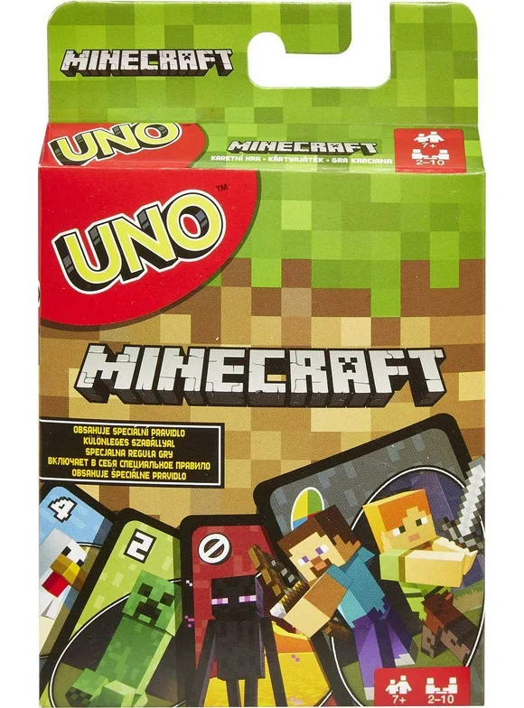 UNO Minecraft Card Game for Kids & Family, 2-10 Players, Ages 7 Years & Older